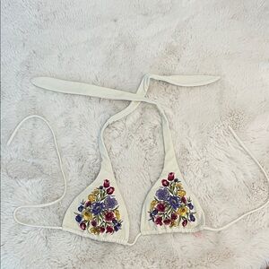 Victoria's Secret Whit Floral printed Triangle Bikini Top